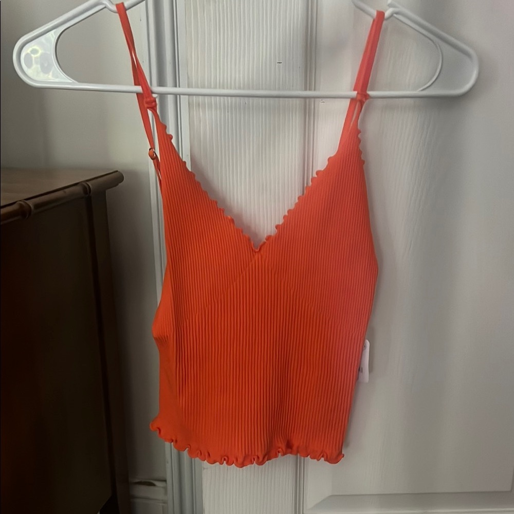 Free People Orange Red Sleeveless Fitted Camisole